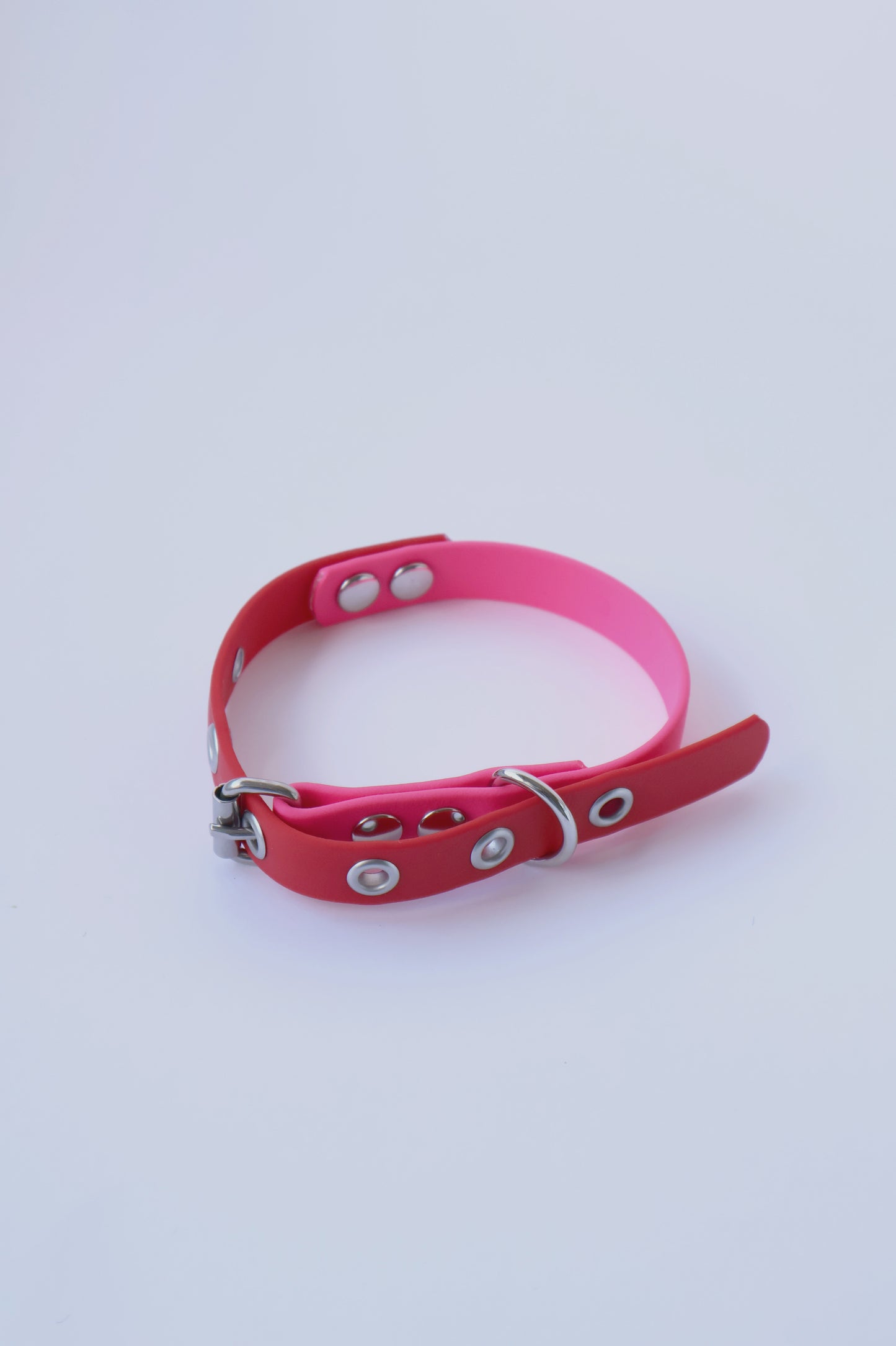 Coleira Vermelho/Rosa - XS - 1,5cm